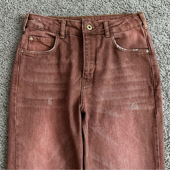 Pilcro The Vintage Straight Distressed Straight Fit Rust Red Womens 27 - Picture 9 of 15